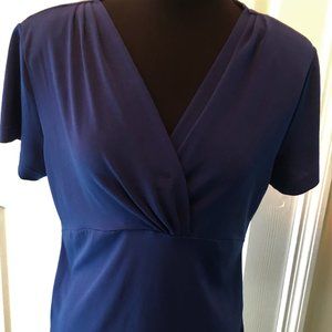Coldwater Creek Size Medium Bright Navy top short sleeve v neck